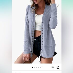 COPY - Women Long Sleeve Snaps Button Down V Neck Cute Knit Sweater Cardigan Br…